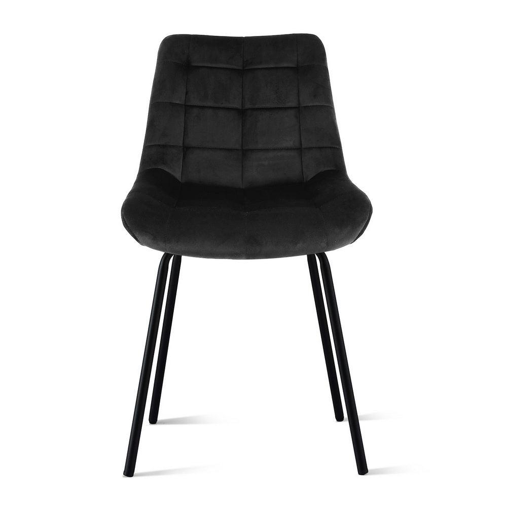 Artiss 2x Dining Chairs Velvet Tufted Kitchen Lounge Cafe Accent Chair Black.