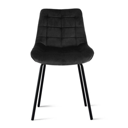 Artiss 2x Dining Chairs Velvet Tufted Kitchen Lounge Cafe Accent Chair Black.