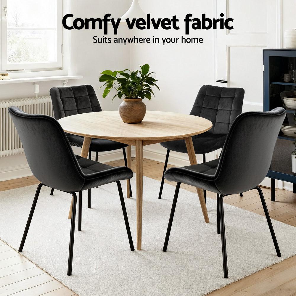 Artiss 2x Dining Chairs Velvet Tufted Kitchen Lounge Cafe Accent Chair Black.