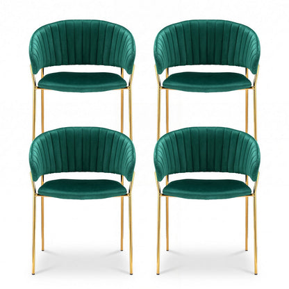 Artiss Dining Chairs Set of 4 Velvet Hollow Armchair Green