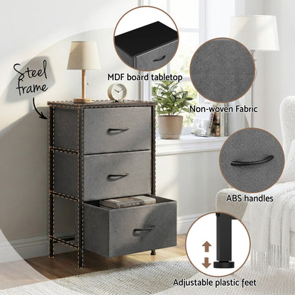 Artiss Set of 2 Chest of 3 Drawers Storage Dresser Tallboy Grey