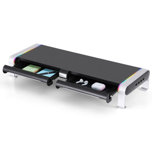 Artiss RGB Monitor Stand with USB Hub Desk Organiser Charging Stand Computer Stand Black.