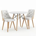 Artiss Dining Table and Chairs Set 3PCS 90cm 2 Seater Round Dining Set for Kitchen, Apartment, Dining Room White