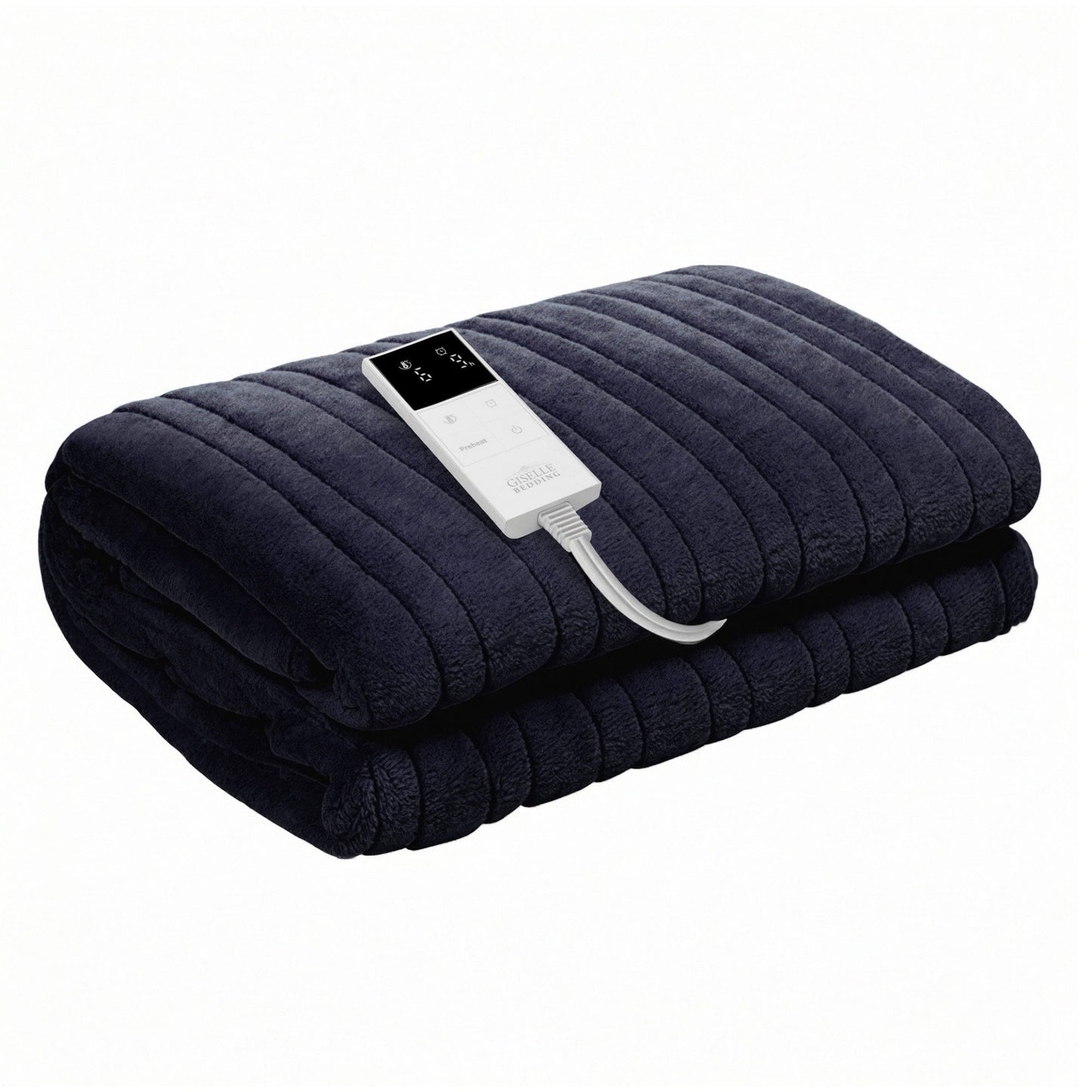 Giselle Electric Throw Rug Double Size 200x180cm Coral Fleece Heated Blanket Charcoal