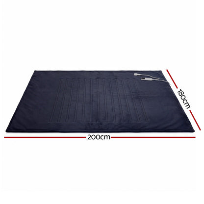 Giselle Electric Throw Rug Double Size 200x180cm Coral Fleece Heated Blanket Charcoal