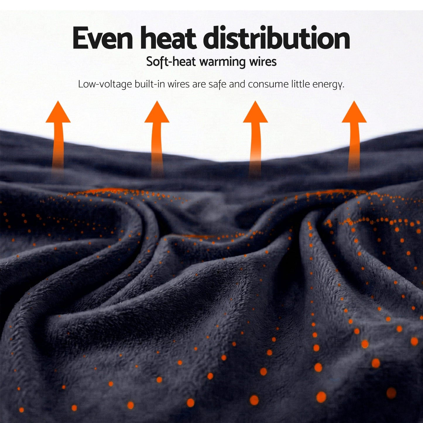 Giselle Electric Throw Rug Double Size 200x180cm Coral Fleece Heated Blanket Charcoal