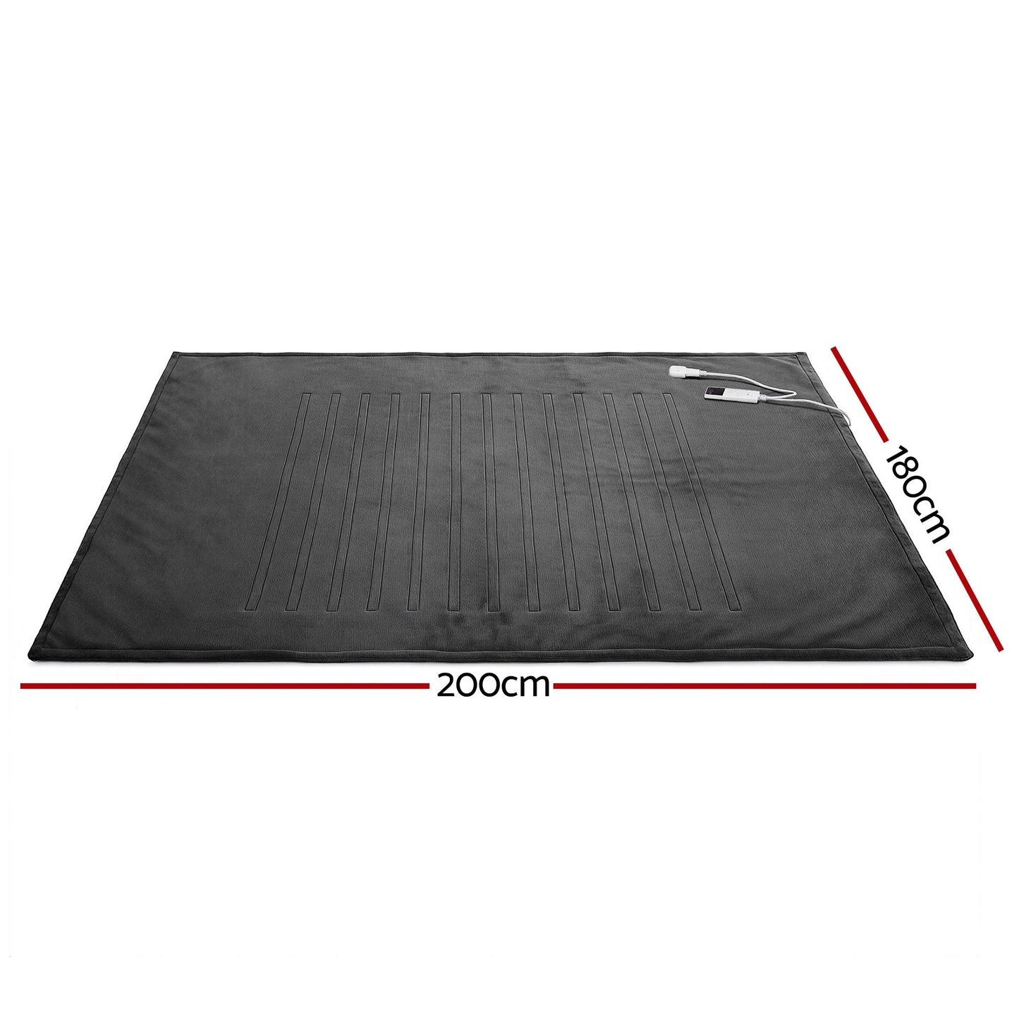 Giselle Electric Throw Rug Double Size 200x180cm Coral Fleece Heated Blanket Grey