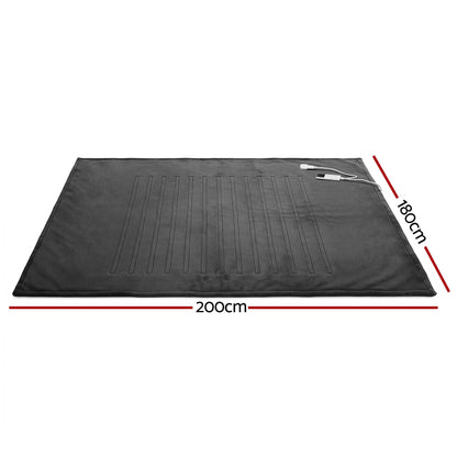 Giselle Electric Throw Rug Double Size 200x180cm Coral Fleece Heated Blanket Grey