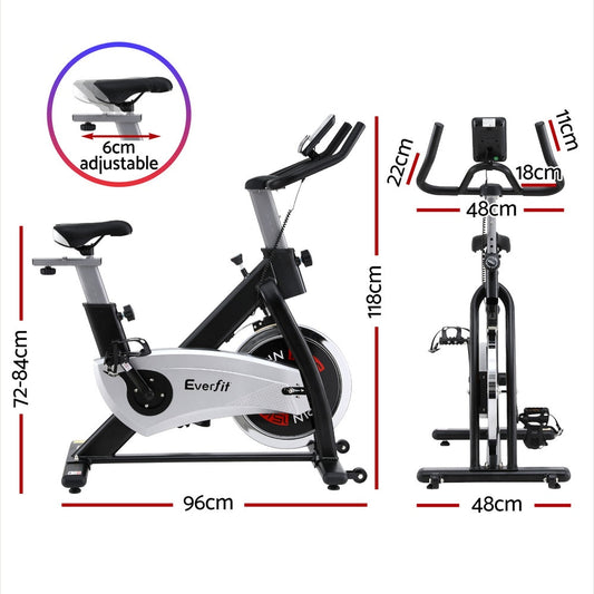 15kg Flywheel Spin Bike Everfit Exercise Bike Home Gym Fitness 120KG Capacity.