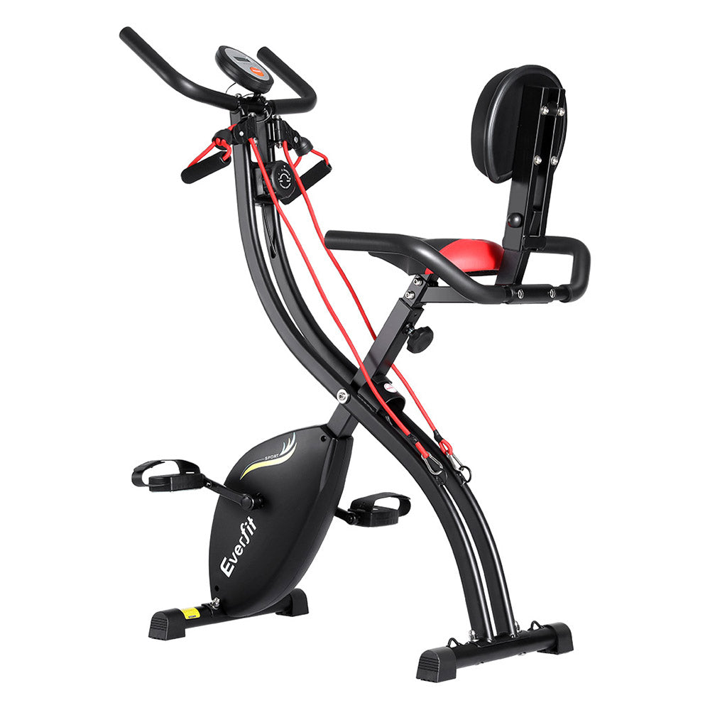 Everfit Folding Exercise Bike Magnetic X-Bike Indoor Cycling Resistance Rope.