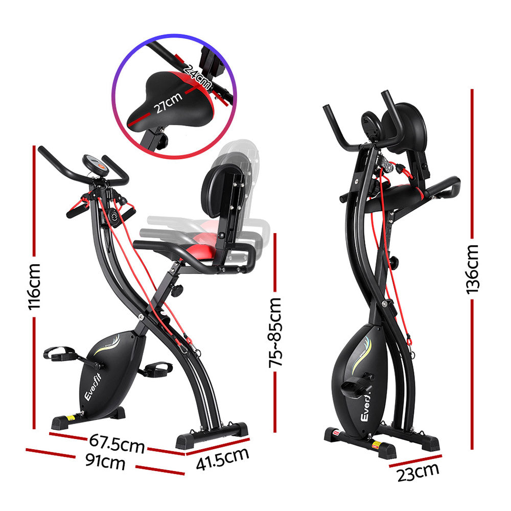 Everfit Folding Exercise Bike Magnetic X-Bike Indoor Cycling Resistance Rope.