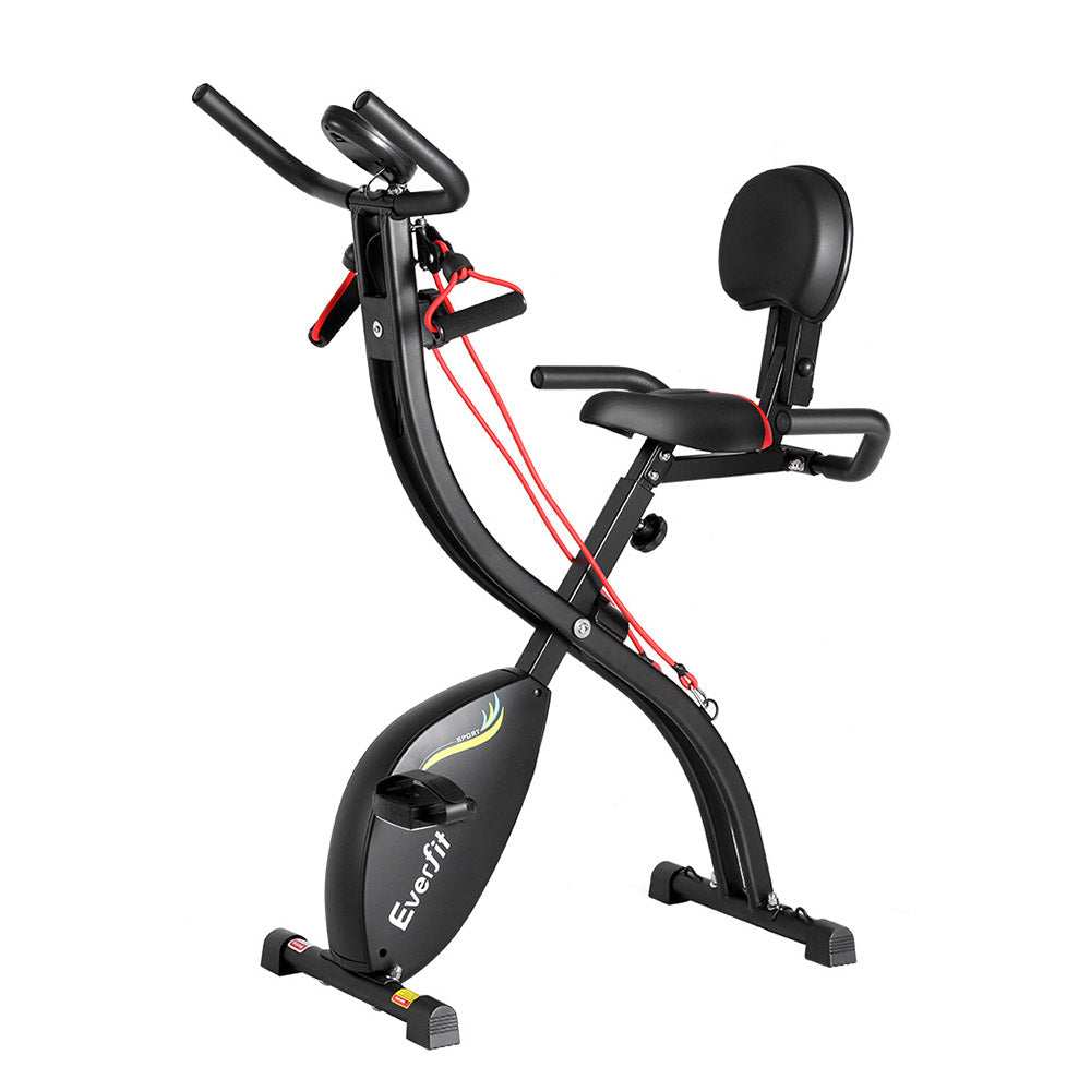Everfit Folding Exercise Bike Magnetic X-Bike Indoor Cycling Resistance Rope.