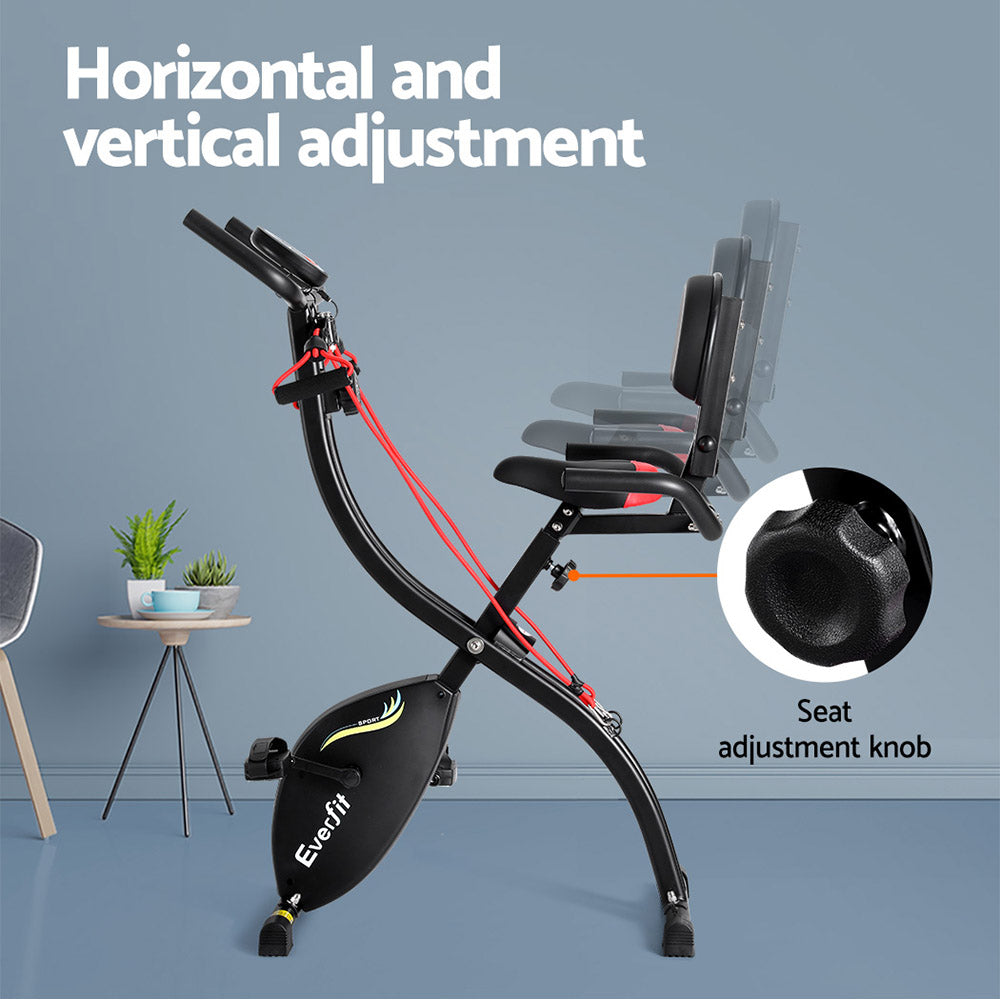 Everfit Folding Exercise Bike Magnetic X-Bike Indoor Cycling Resistance Rope.