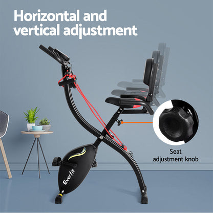 Everfit Folding Exercise Bike Magnetic X-Bike Indoor Cycling Resistance Rope.