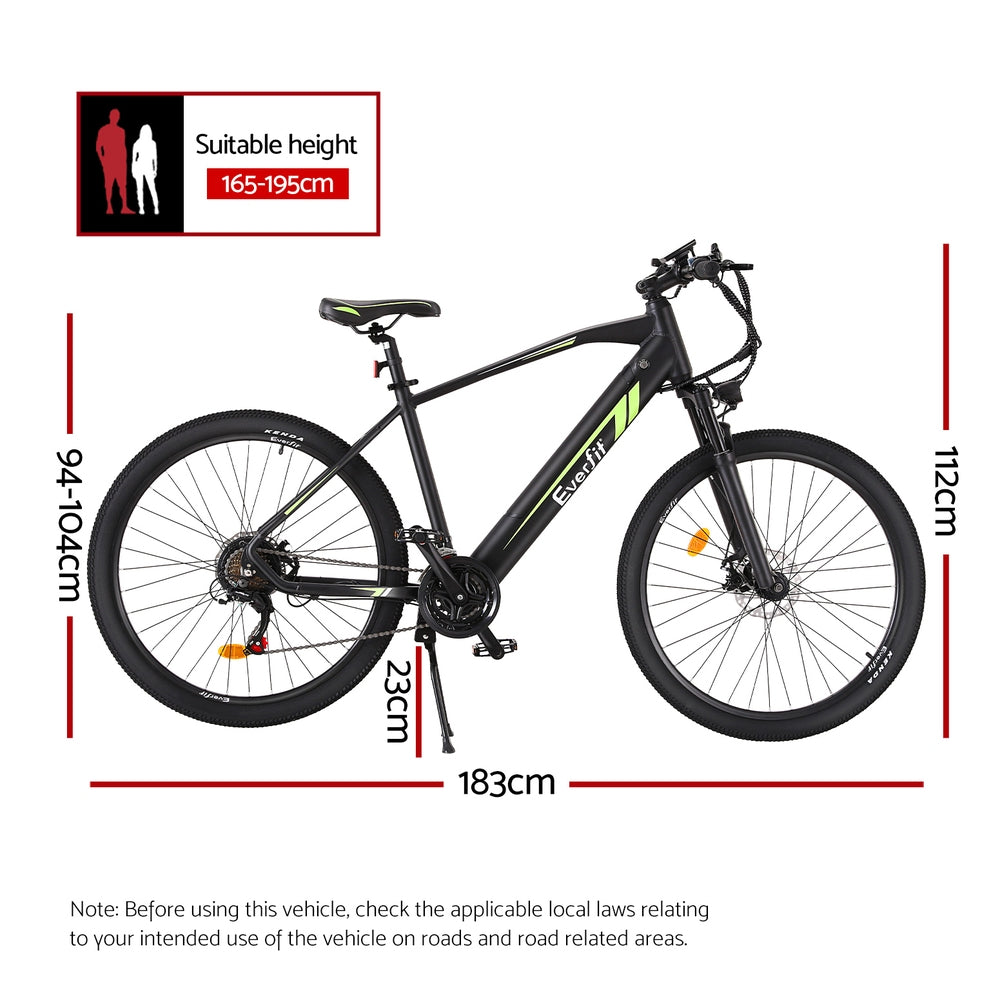 Everfit 27.5 Inch Electric Bike Mountain Bicycle eBike Battery 21 Speed.