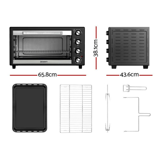 Devanti 60L Convection Oven Electric Fryer Ovens 2000W.