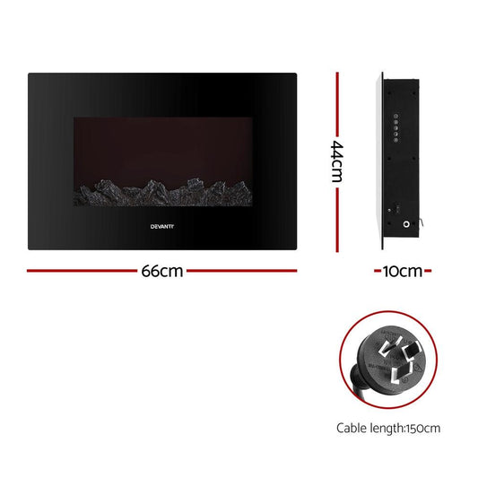 Devanti Electric Fireplace Fire Heater 2000W Black.
