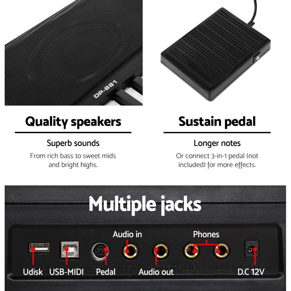 Alpha 88 Keys Electronic Piano Keyboard Digital Electric w/ Stand Sustain Pedal.