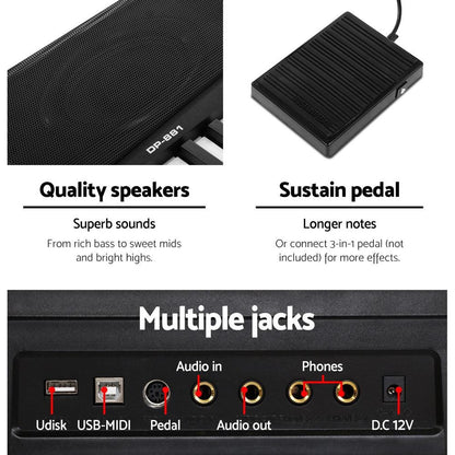 Alpha 88 Keys Electronic Piano Keyboard Digital Electric w/ Stand Sustain Pedal.