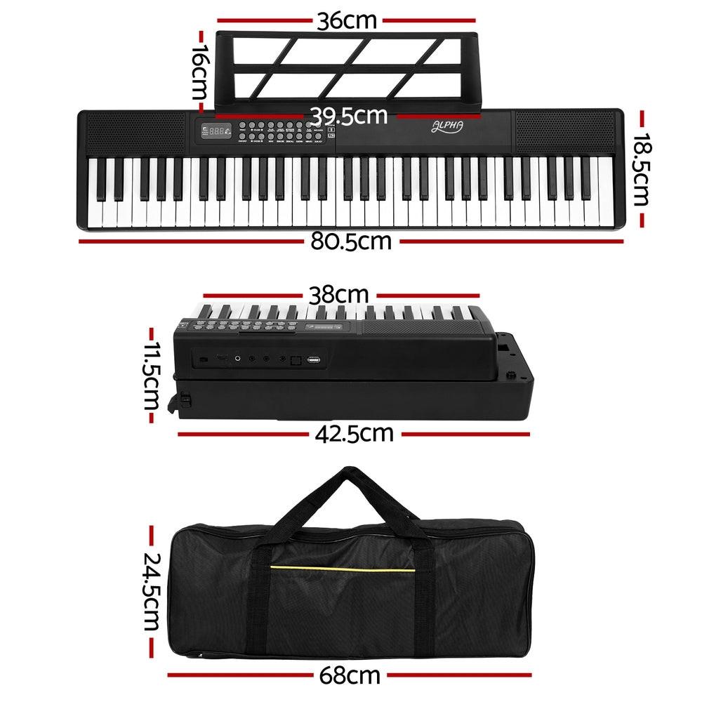 Alpha 61 Keys Foldable Electronic Piano Keyboard Digital Electric w/ Carry Bag.