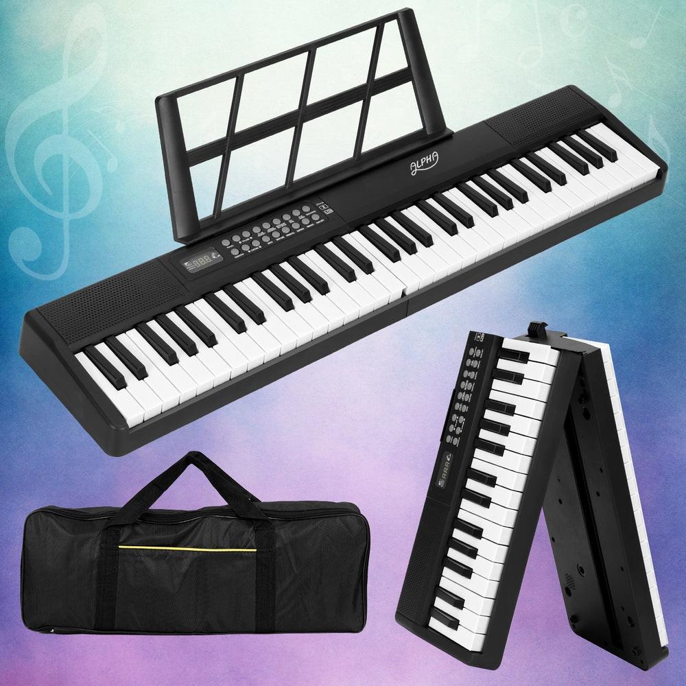 Alpha 61 Keys Foldable Electronic Piano Keyboard Digital Electric w/ Carry Bag.