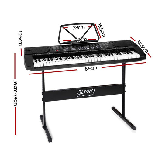 Alpha 61 Keys Electronic Piano Keyboard Digital Electric w/ Stand Beginner Black.