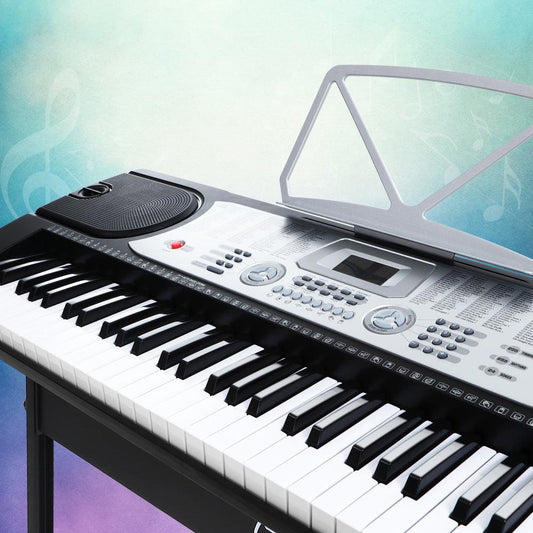 Alpha 61 Keys Electronic Piano Keyboard Digital Electric w/ Stand Beginner Silver.