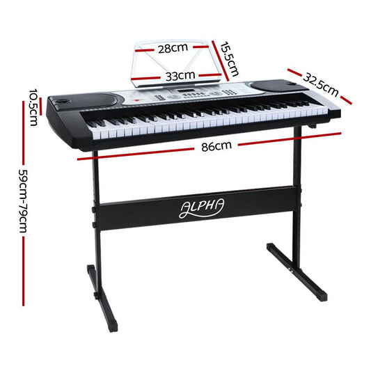 Alpha 61 Keys Electronic Piano Keyboard Digital Electric w/ Stand Beginner Silver.