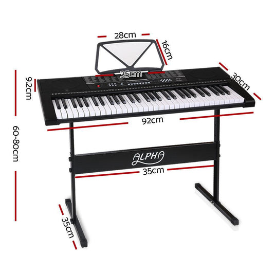 Alpha 61 Keys Electronic Piano Keyboard Digital Electric w/ Stand Sound Speaker.