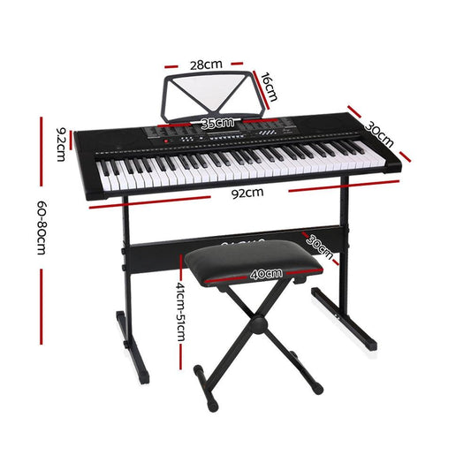 Alpha 61 Keys Electronic Piano Keyboard Digital Electric w/ Stand Stool Speaker.
