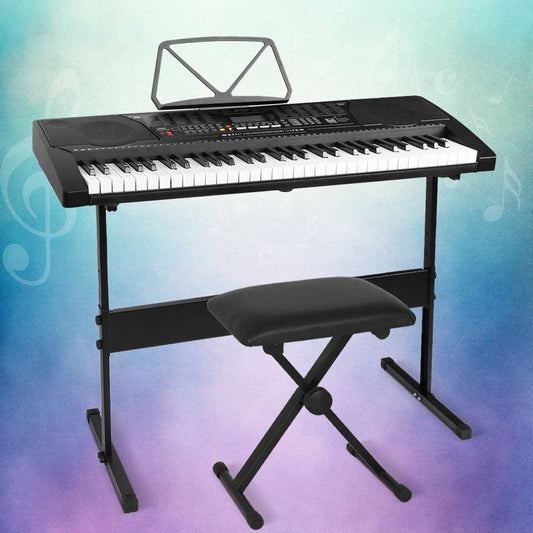 Alpha 61 Keys Electronic Piano Keyboard Digital Electric w/ Stand Stool Lighted.