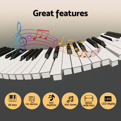 Alpha Piano Keyboard 88 Keys Electric Electronic Keyboard Piano Gift Black.