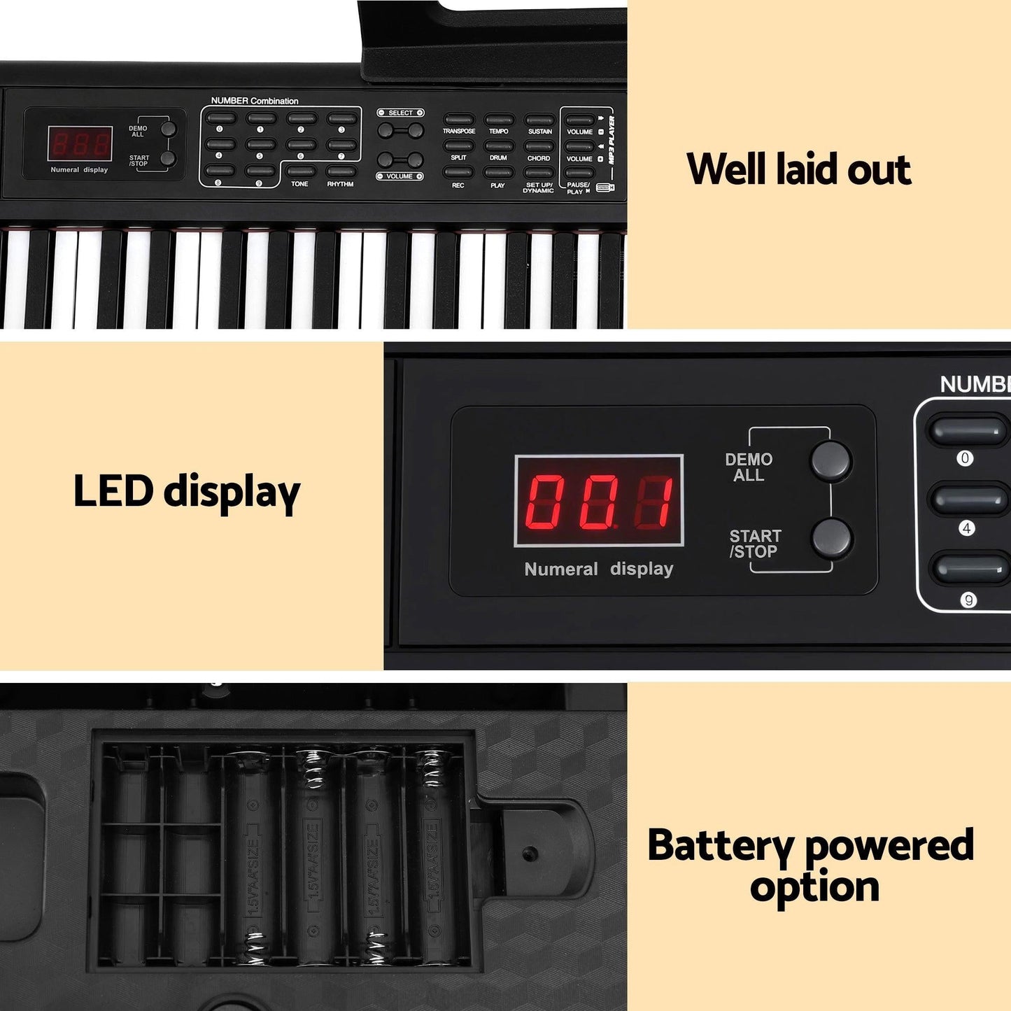 Alpha Piano Keyboard 88 Keys Electric Electronic Keyboard Piano Gift Black.