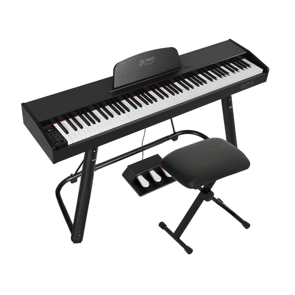 Alpha 88 Keys Electronic Piano Keyboard Digital Electric w/ Stand Stool Weighted.