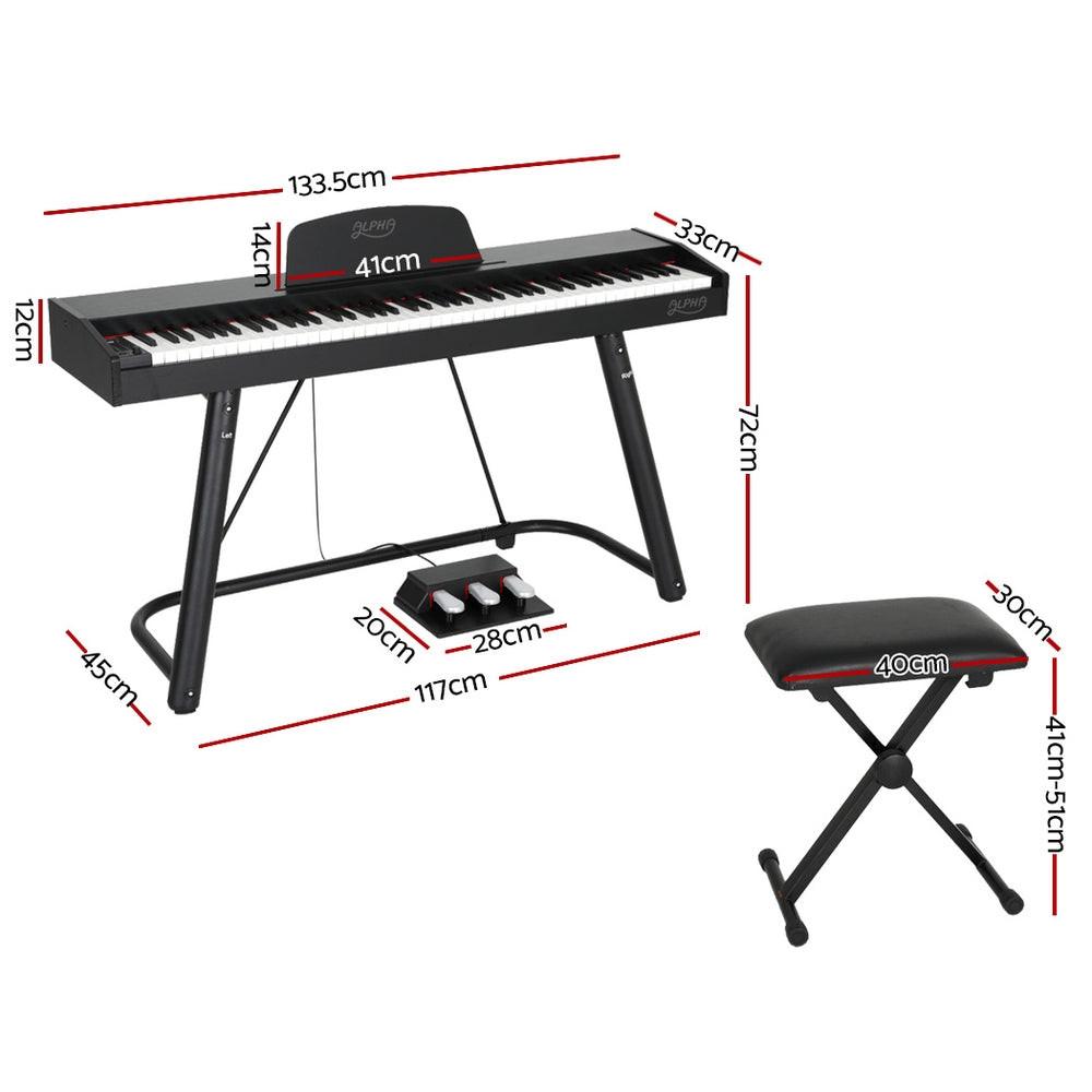 Alpha 88 Keys Electronic Piano Keyboard Digital Electric w/ Stand Stool Weighted.