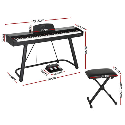 Alpha 88 Keys Electronic Piano Keyboard Digital Electric w/ Stand Stool Weighted.