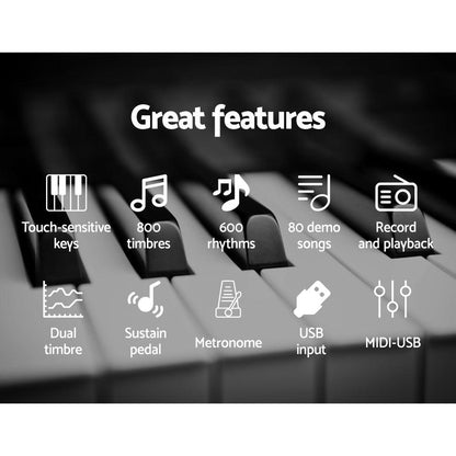 Alpha 88 Keys Electronic Piano Keyboard Digital Electric w/ Stand Stool Weighted.