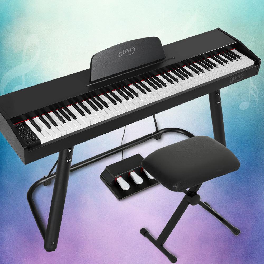 Alpha 88 Keys Electronic Piano Keyboard Digital Electric w/ Stand Stool Weighted.