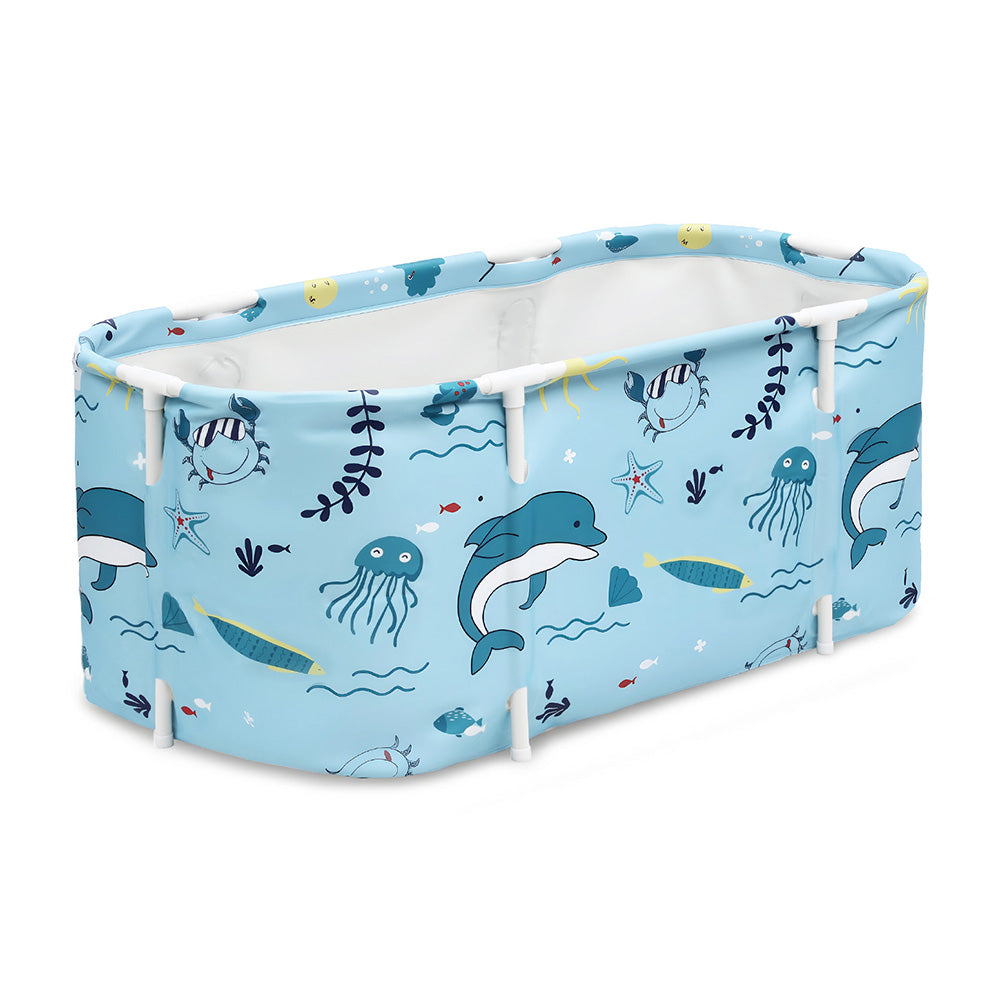 Weisshorn Foldable Bathtub PVC Spa Bucket Inflatable Cushion 114x62cm Blue.