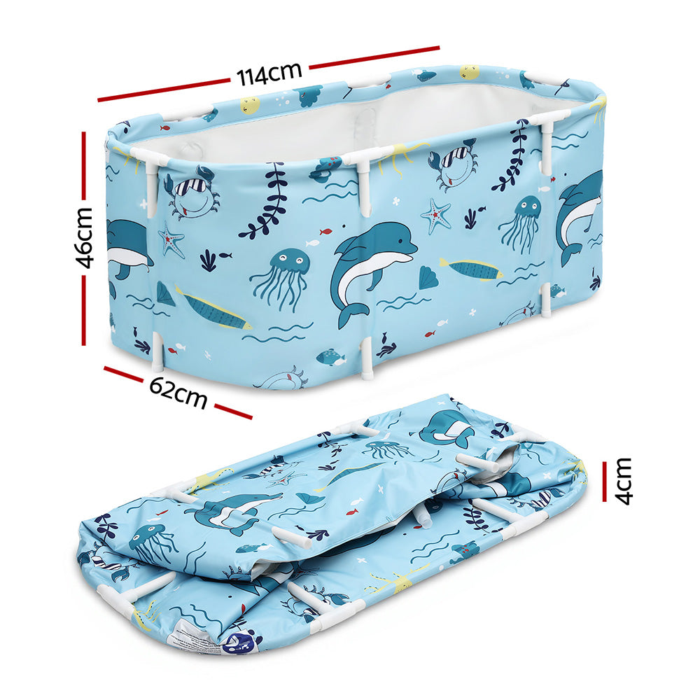 Weisshorn Foldable Bathtub PVC Spa Bucket Inflatable Cushion 114x62cm Blue.