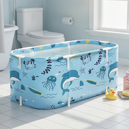 Weisshorn Foldable Bathtub PVC Spa Bucket Inflatable Cushion 114x62cm Blue.