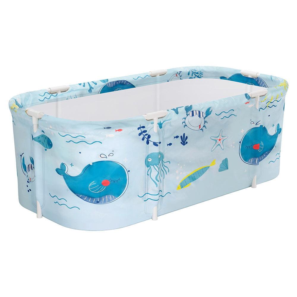Weisshorn Foldable Bathtub PVC Spa Bucket Inflatable Cushion 134x65cm Blue.