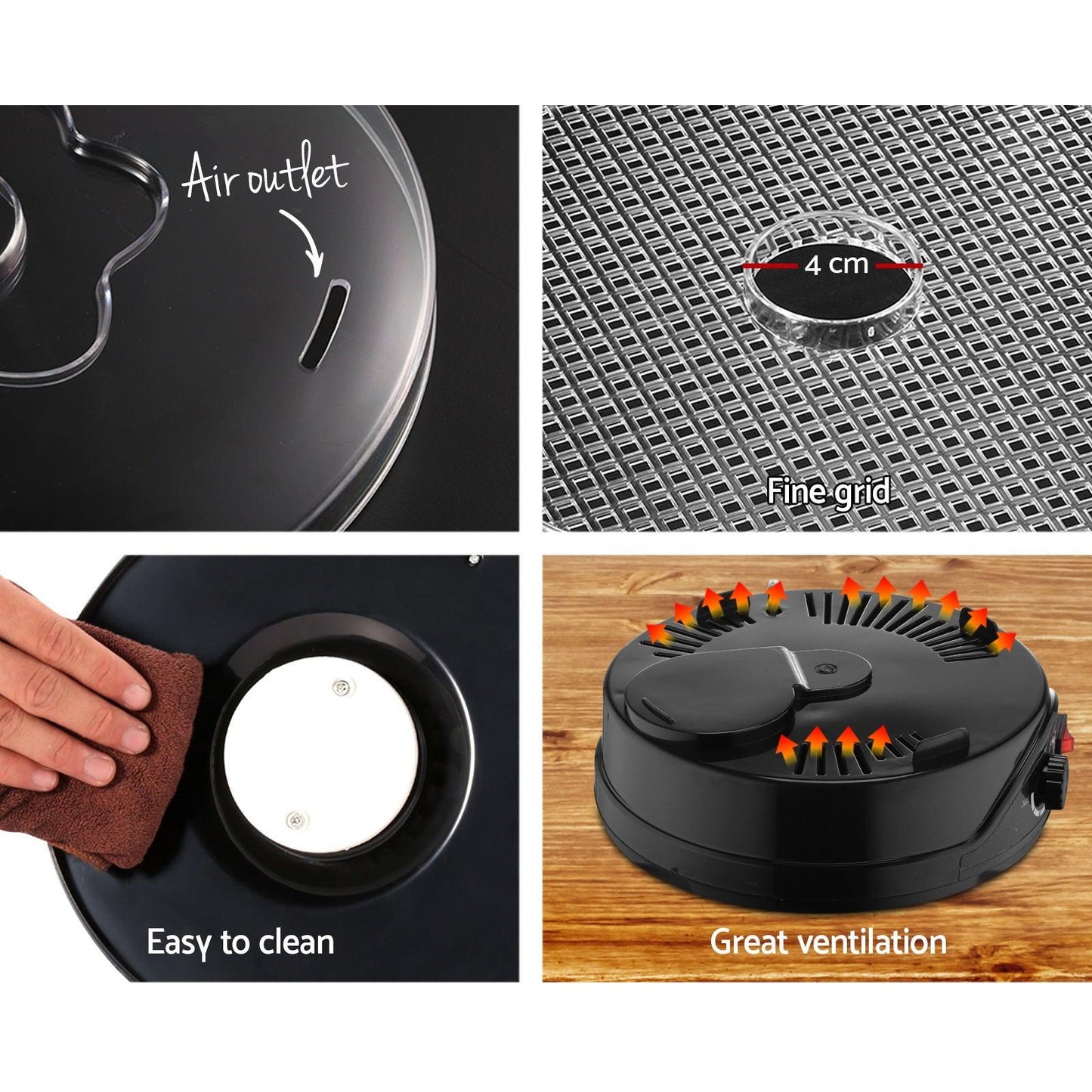 Devanti 5 Trays Food Dehydrator Fruit Dehydrators Pet Beef Jerky Dryer Black.