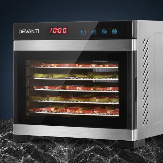 Devanti 6 Trays Food Dehydrator Stainless Steel Tray.