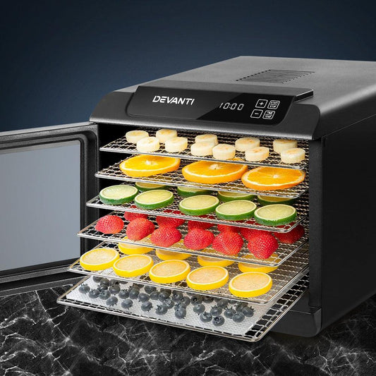 Devanti 6 Trays Food Dehydrator Stainless Steel Tray.