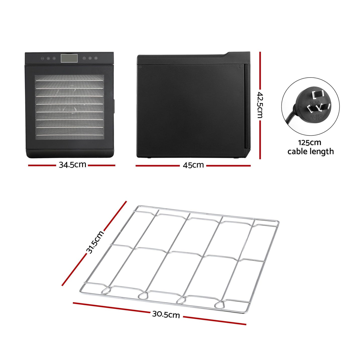 Devanti 10 Trays Food Dehydrator with Stainless Steel Tray