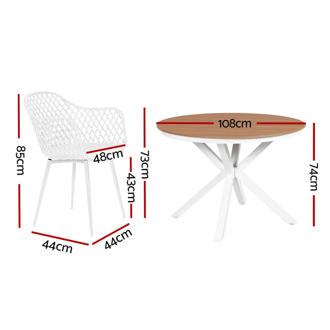 Gardeon 5PCS Outdoor Dining Set Table and Chairs Patio Garden Furniture Diamond Main Image