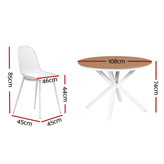 Gardeon 5PCS Outdoor Dining Set Table and Chairs Patio Garden Furniture Lattice Main Image