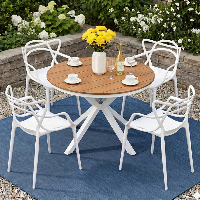 Gardeon 5PCS Outdoor Dining Set Table and Chairs Patio Garden Furniture Entwine Hover Image