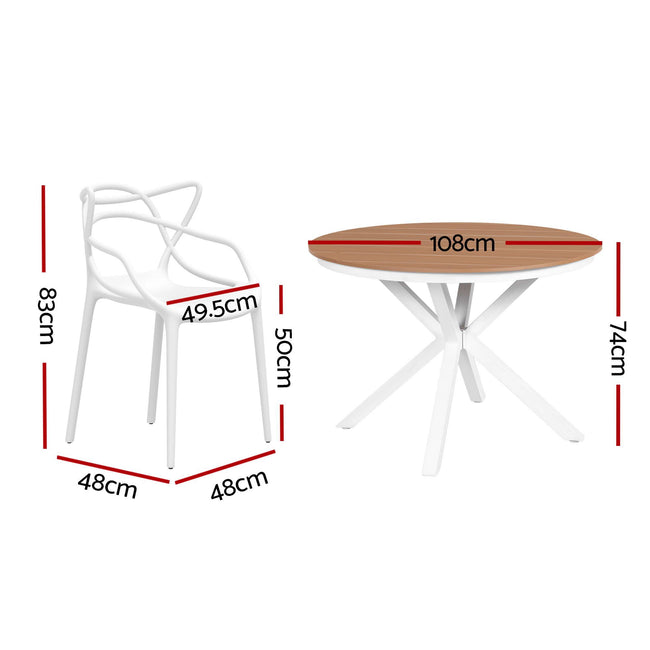 Gardeon 5PCS Outdoor Dining Set Table and Chairs Patio Garden Furniture Entwine Main Image